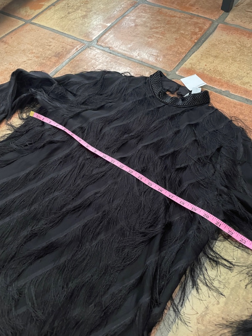 H&M Edition Feather Texture Sequin Mock Neck Black Blouse Size S New NWT - Picture 9 of 14